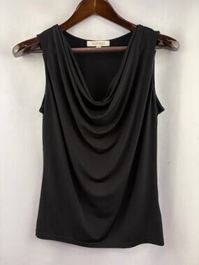 Women’s Ellen Tracy Small Black Cowelneck Sleeveless Blouse